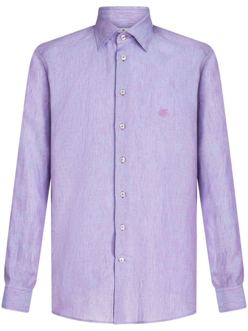 ETRO Pegaso-embroidered linen shirt - Purple von ETRO