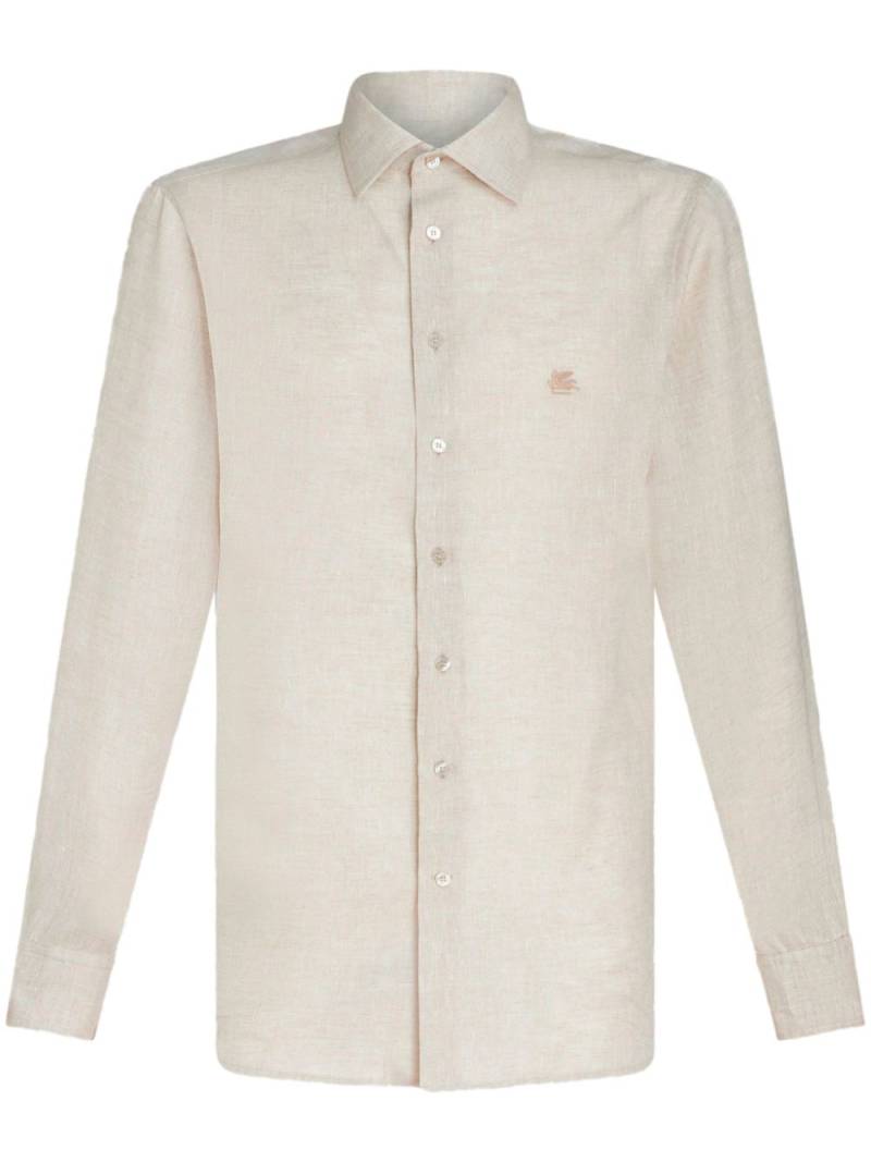 ETRO Pegaso-embroidered mélange-effect shirt - Neutrals von ETRO