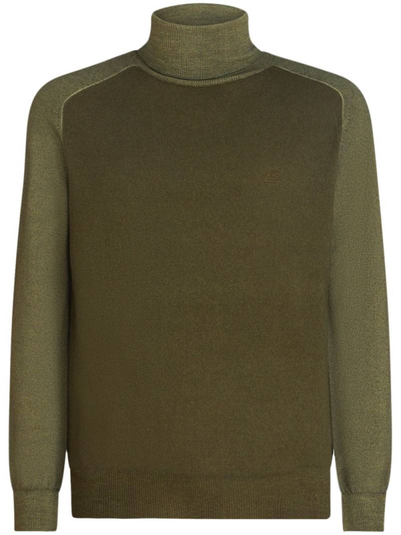 ETRO Pegaso-embroidered roll-neck jumper - Green von ETRO