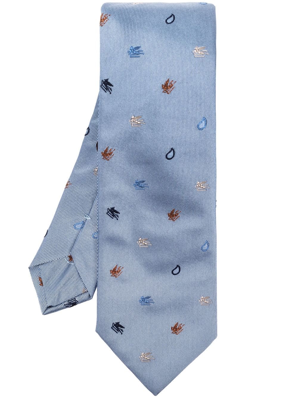 ETRO Pegaso-embroidered silk tie - Blue von ETRO