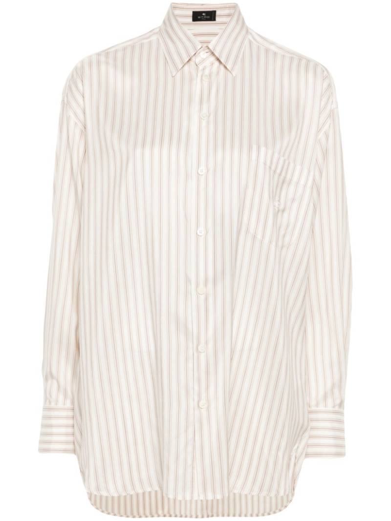 ETRO Pegaso-embroidered striped shirt - White von ETRO