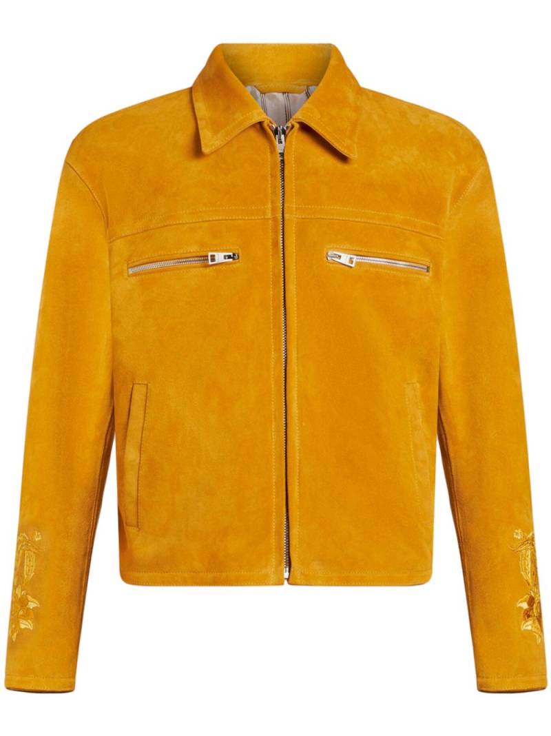 ETRO Pegaso-embroidered suede jacket - Yellow von ETRO