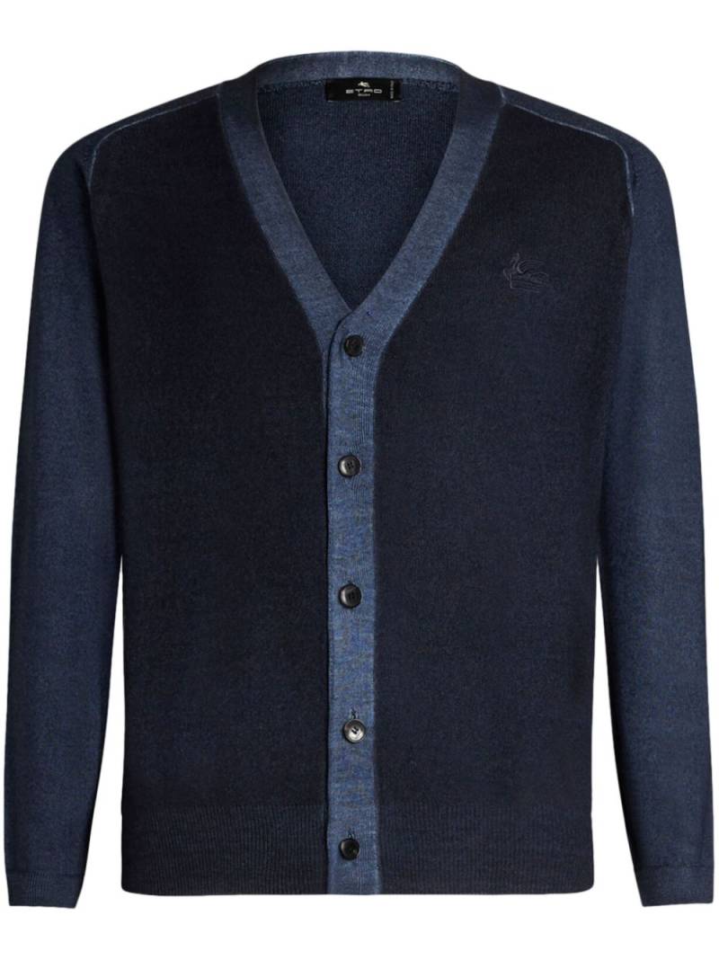 ETRO Pegaso-embroidered wool cardigan - Blue von ETRO