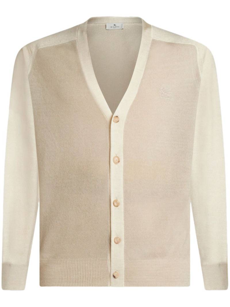 ETRO Pegaso-embroidered wool cardigan - Neutrals von ETRO