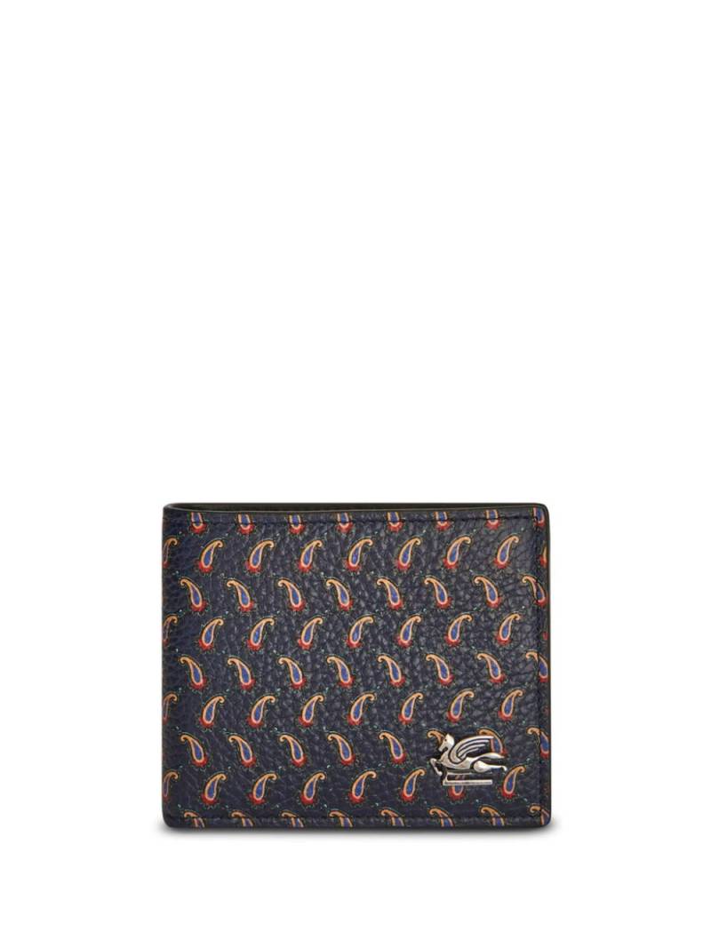 ETRO Pegaso-plaque paisley-print wallet - Blue von ETRO