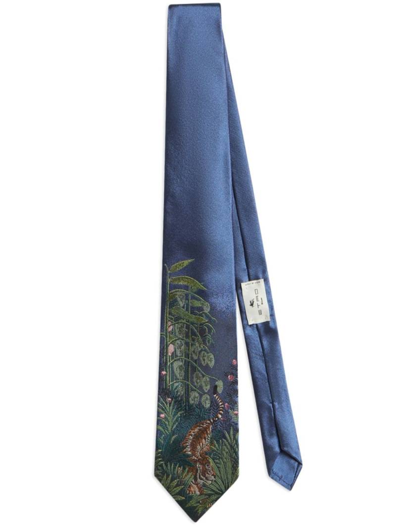 ETRO botanical print silk tie - Blue von ETRO