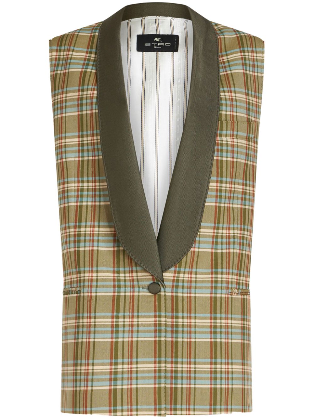 ETRO check-pattern jacquard waistcoat - Green von ETRO