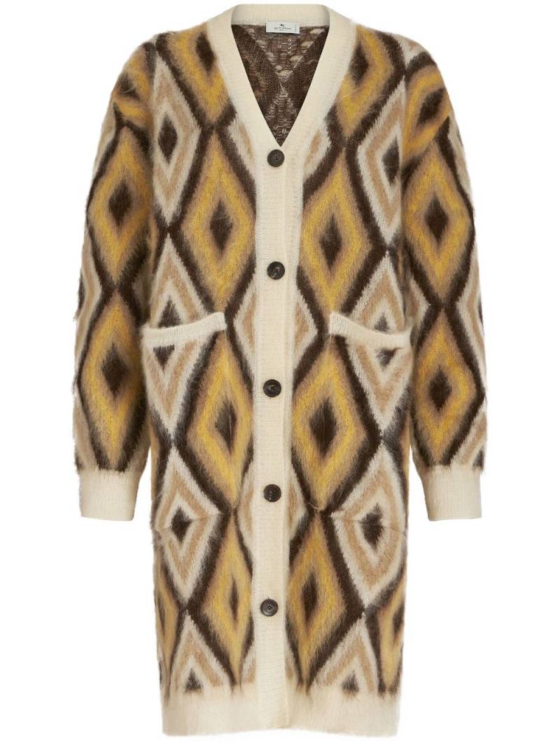 ETRO diamond-print brushed-effect cardi-coat - Neutrals von ETRO