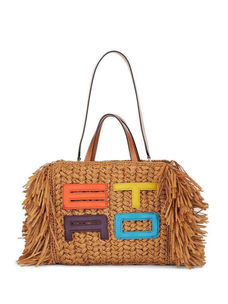 ETRO embroidered-logo woven tote bag - Brown von ETRO