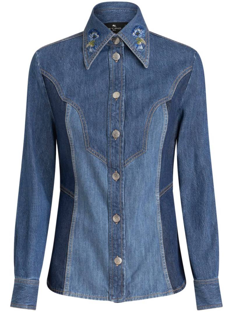 ETRO floral-embroidered denim shirt - Blue von ETRO