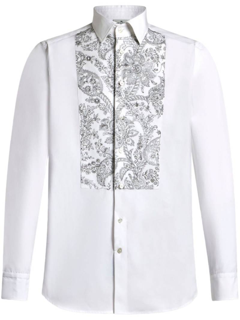 ETRO floral-embroidered long-sleeve shirt - White von ETRO