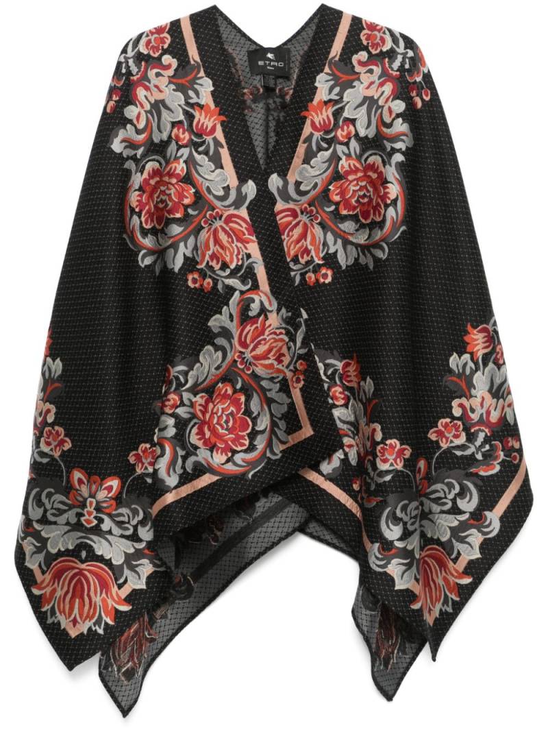 ETRO floral-embroidery cape - Black von ETRO