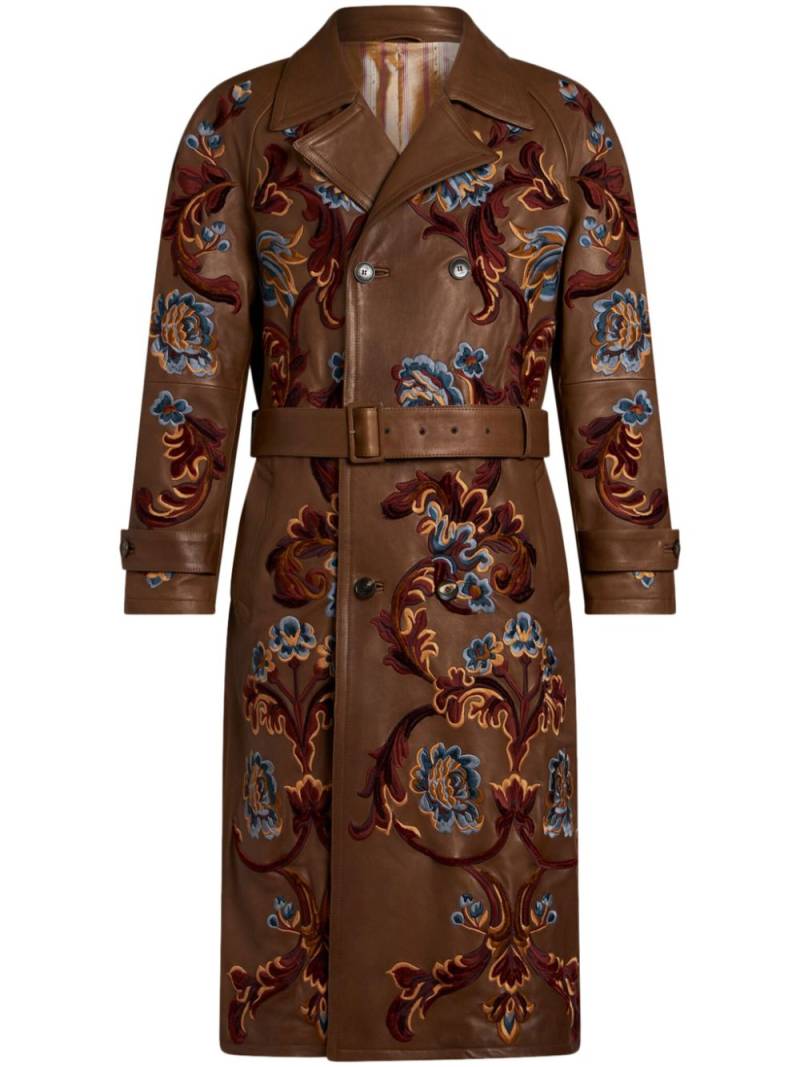 ETRO floral-embroidery coat - Brown von ETRO