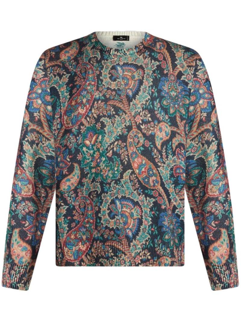 ETRO floral intarsia-knit jumper - Blue von ETRO