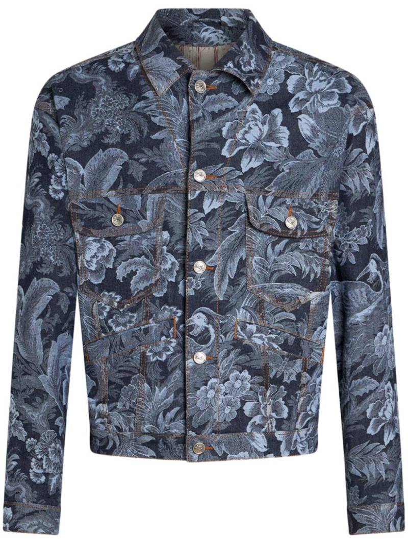 ETRO floral-jacquard denim jacket - Blue von ETRO