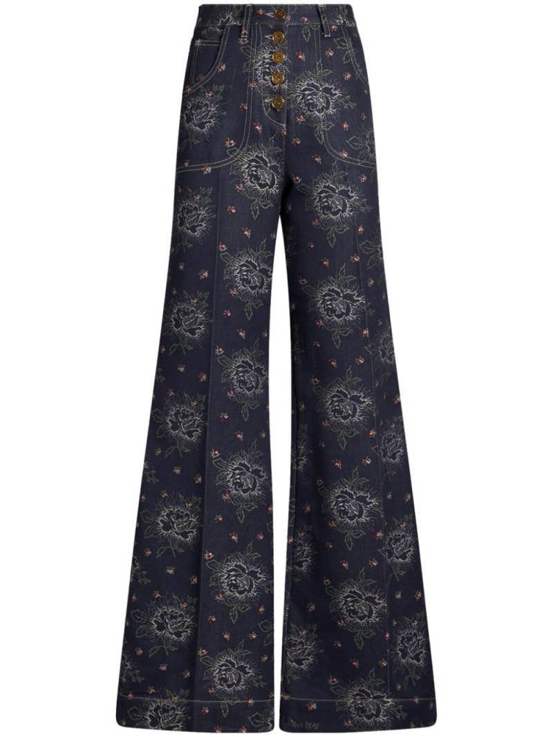 ETRO floral-jacquard flared jeans - Blue von ETRO