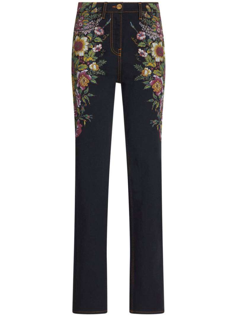 ETRO floral-jacquard tapered jeans - Black von ETRO