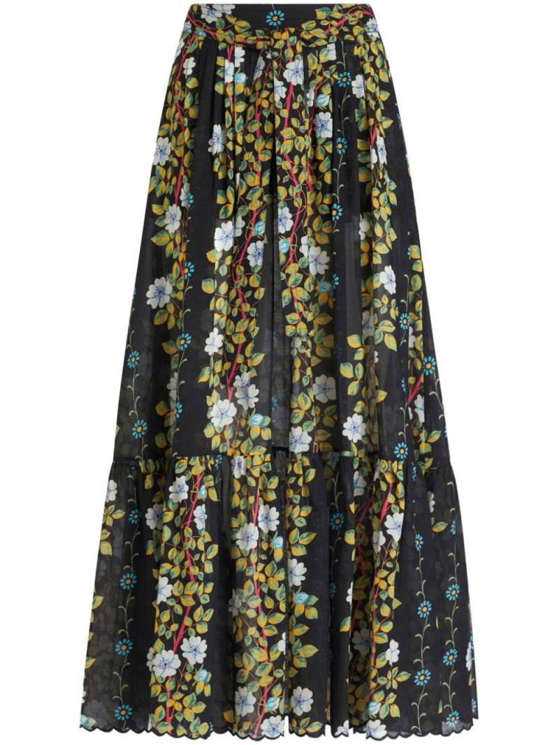 ETRO floral-print cotton maxi skirt - Black von ETRO