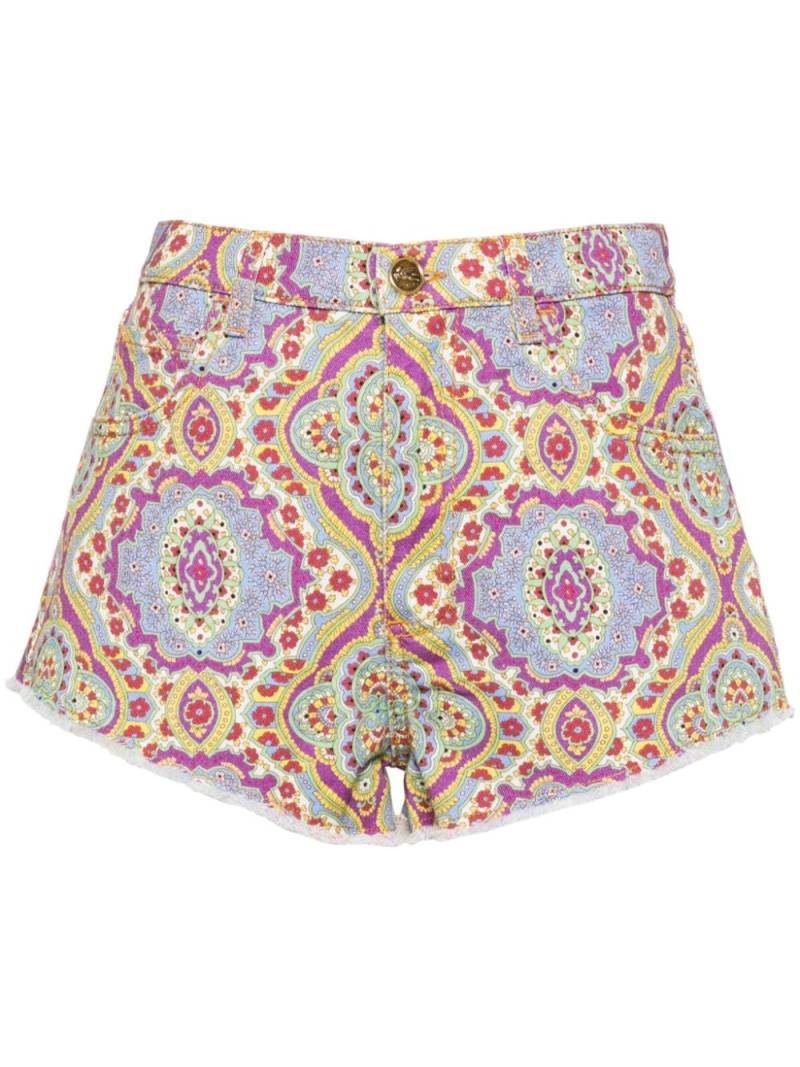 ETRO floral-print denim shorts - Blue von ETRO