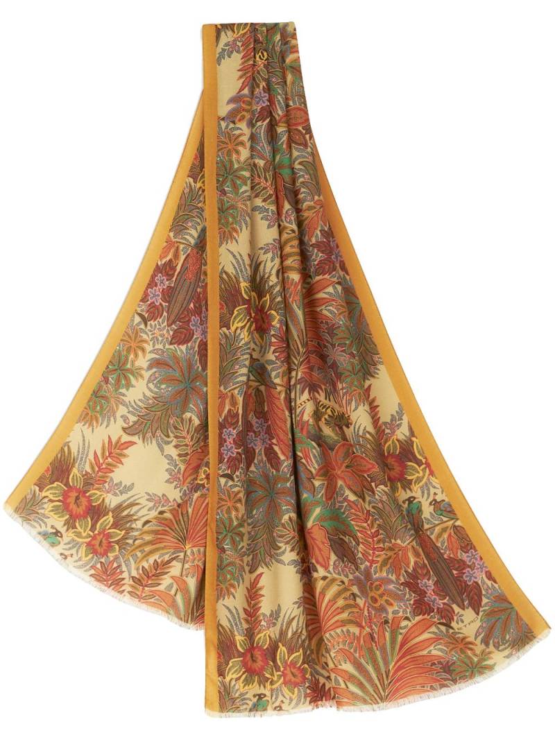 ETRO floral-print frayed-edge scarf - Multicolour von ETRO