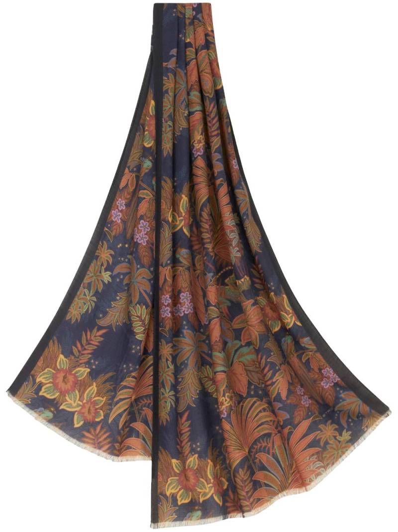 ETRO floral-print frayed-edge scarf - Multicolour von ETRO