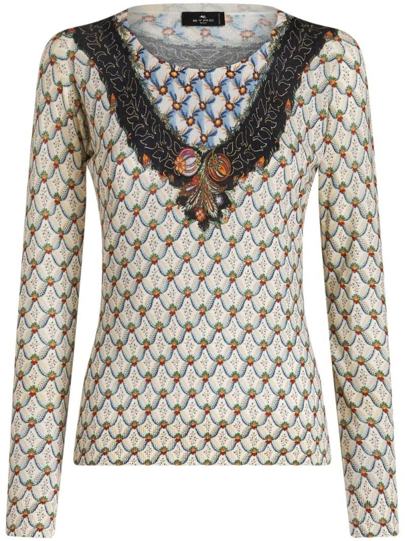 ETRO floral-print knitted top - Neutrals von ETRO