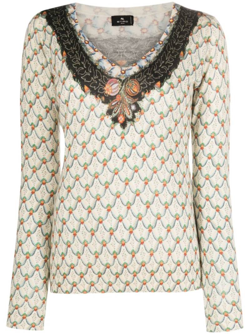 ETRO floral-print knitted top - Neutrals von ETRO