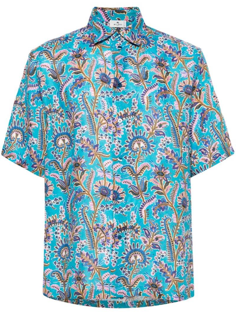 ETRO floral-print linen shirt - Blue von ETRO