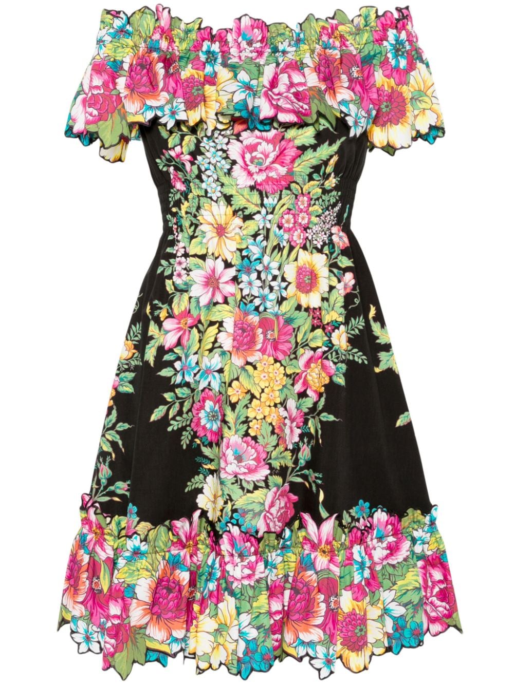 ETRO floral-print off-shoulder cotton dress - Black von ETRO