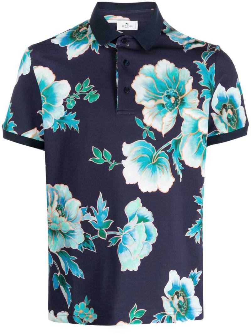 ETRO floral-print polo shirt - Blue von ETRO