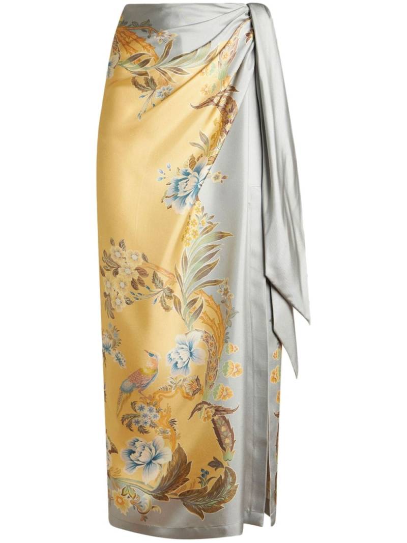 ETRO floral-print silk midi skirt - Yellow von ETRO