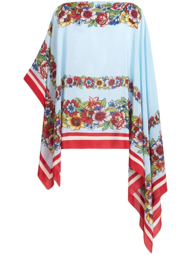 ETRO floral-print silk poncho - Blue von ETRO