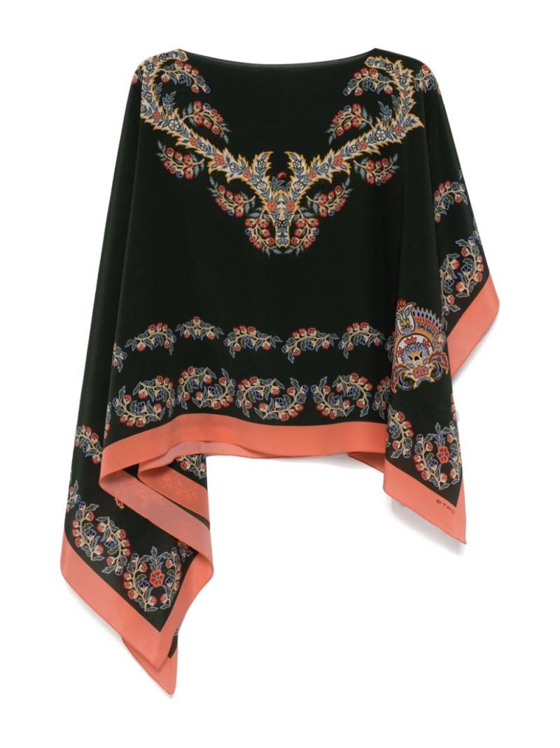 ETRO floral-print silk poncho - Green von ETRO