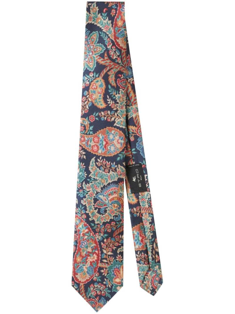 ETRO floral print silk tie - Blue von ETRO