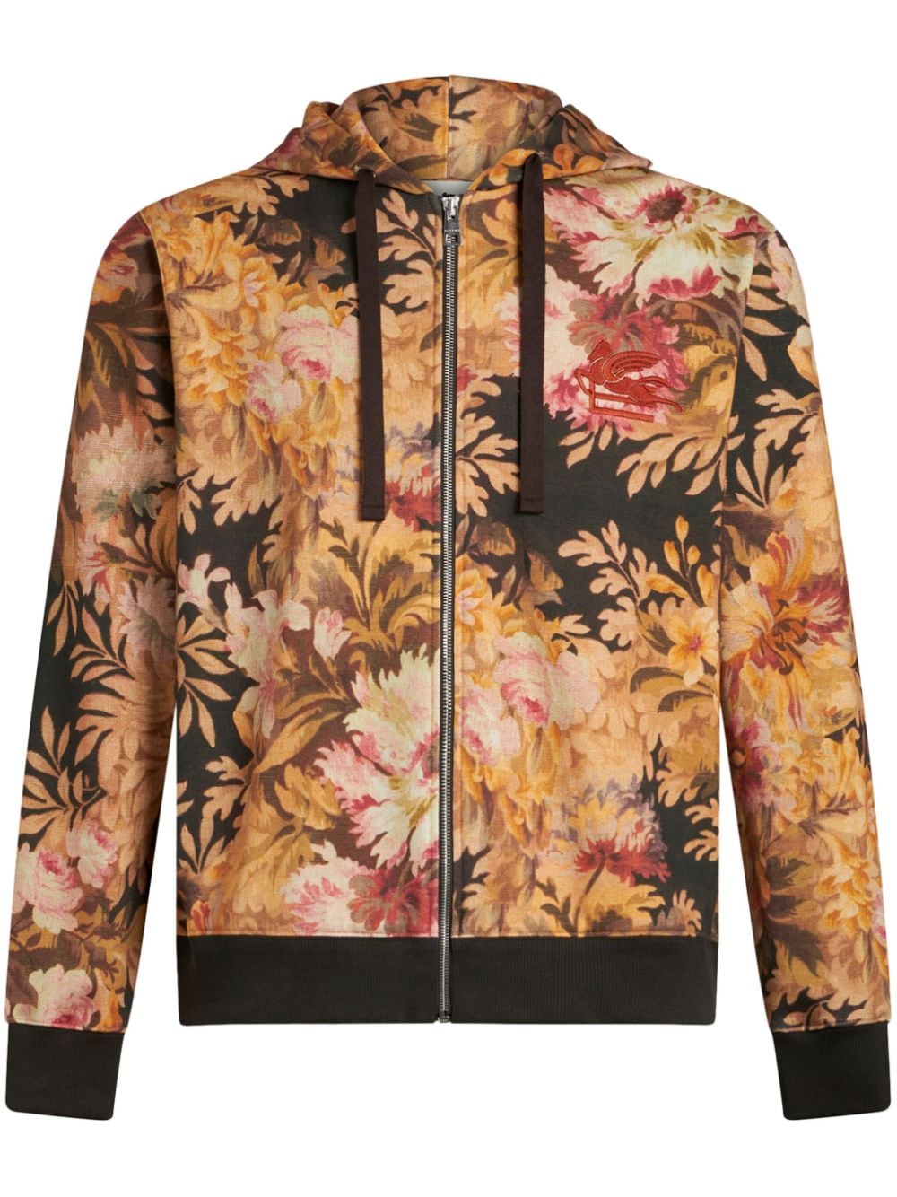 ETRO floral-print zip-up hoodie - Orange von ETRO