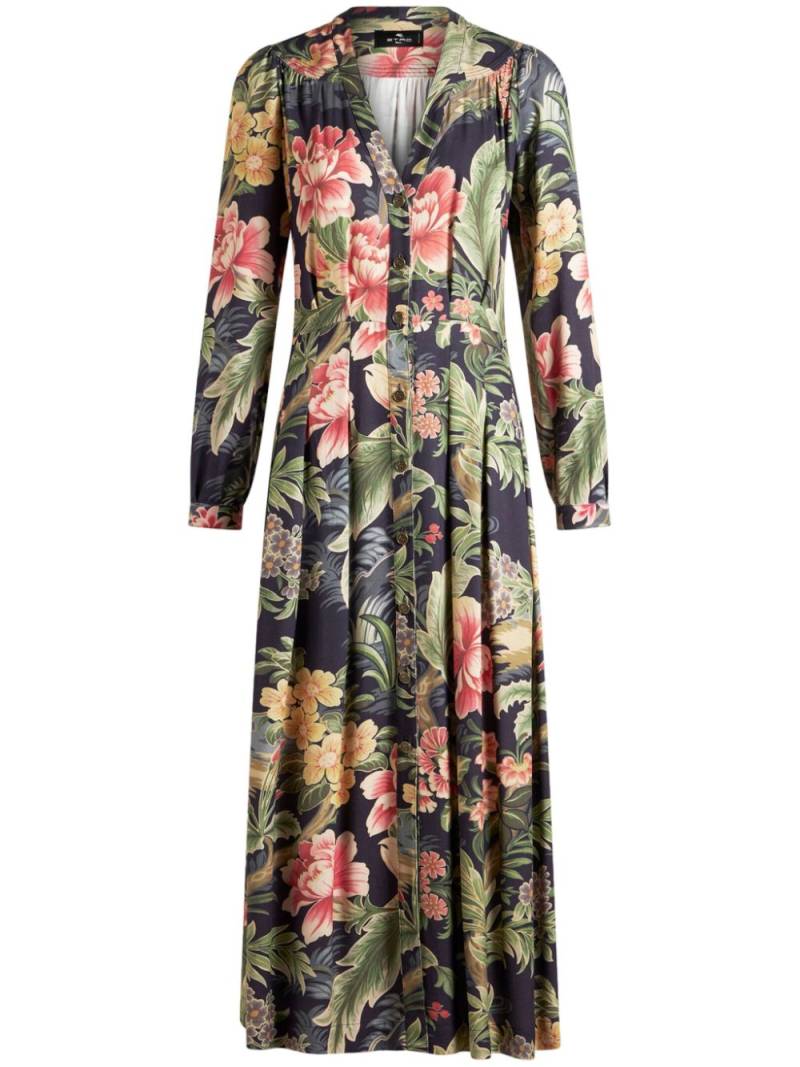 ETRO floral-printed twill shirt dress - Blue von ETRO