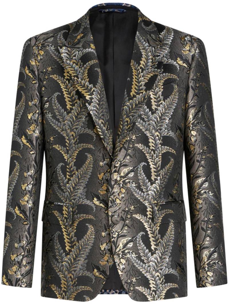 ETRO foliage-jacquard peak-lapels blazer - Grey von ETRO