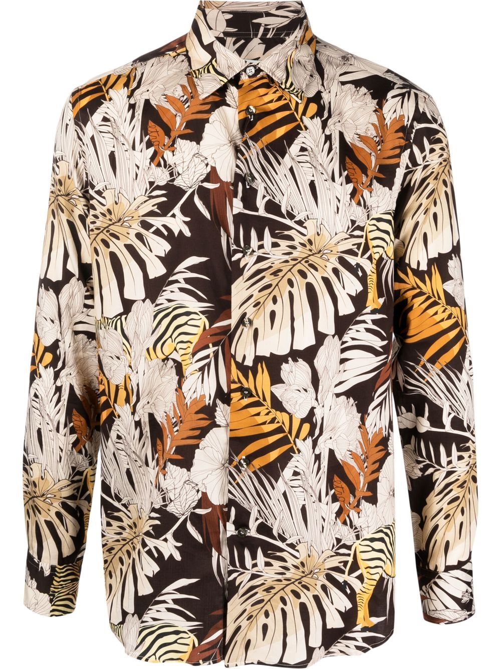 ETRO foliage-print cotton shirt - Brown von ETRO