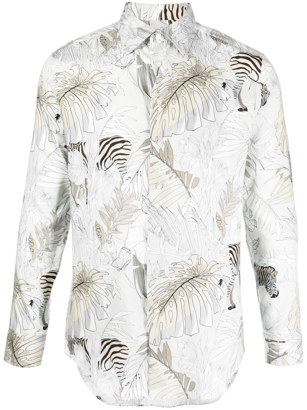 ETRO foliage-print cotton shirt - Grey von ETRO