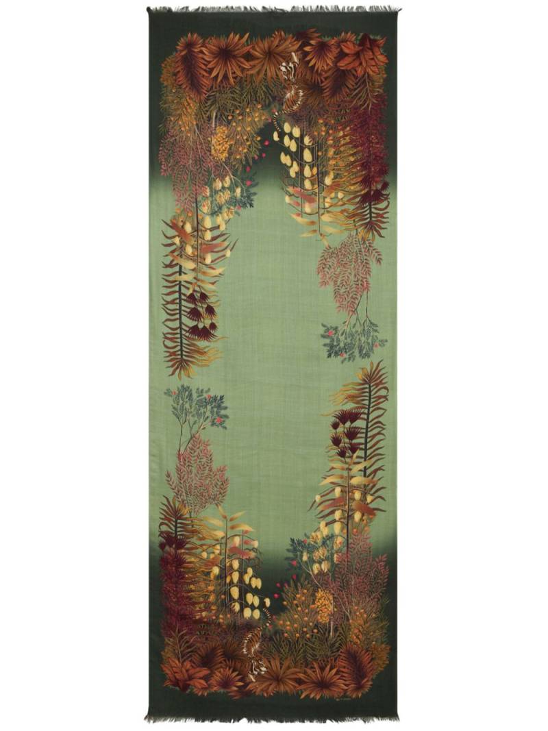 ETRO frayed leaf-print scarf - Neutrals von ETRO