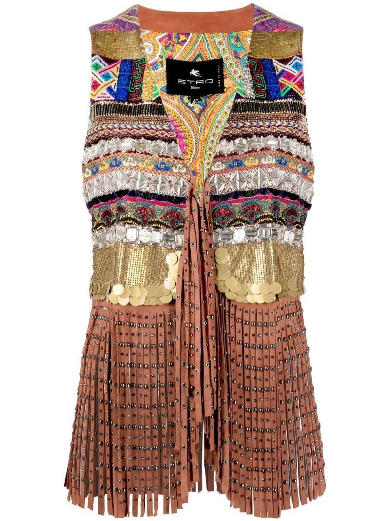 ETRO fringed patterned gilet - Pink von ETRO