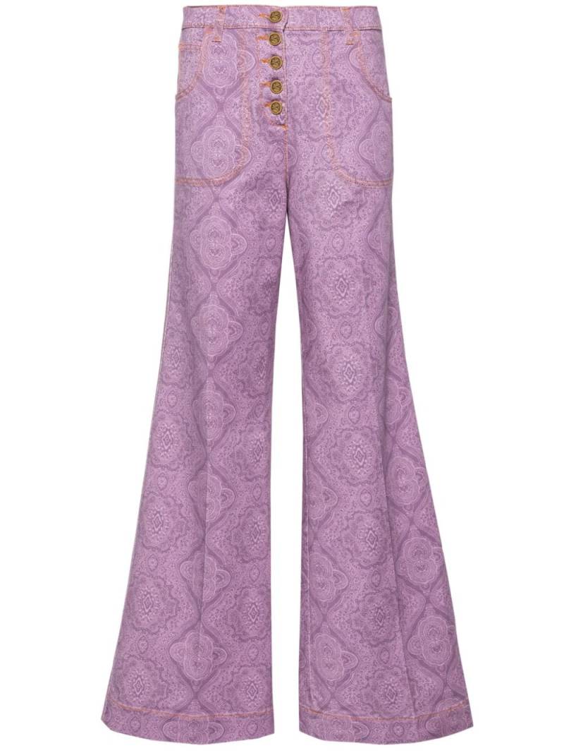 ETRO geometric-print flared trousers - Purple von ETRO