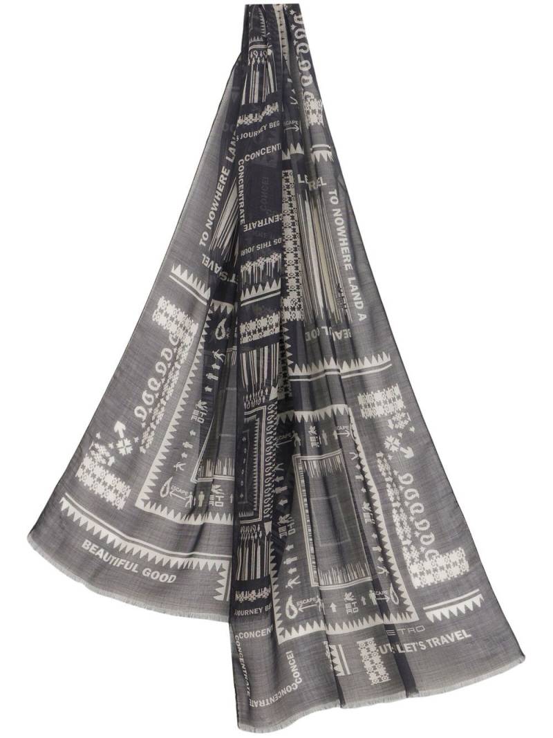 ETRO graphic cashmere sheer scarf - Black von ETRO