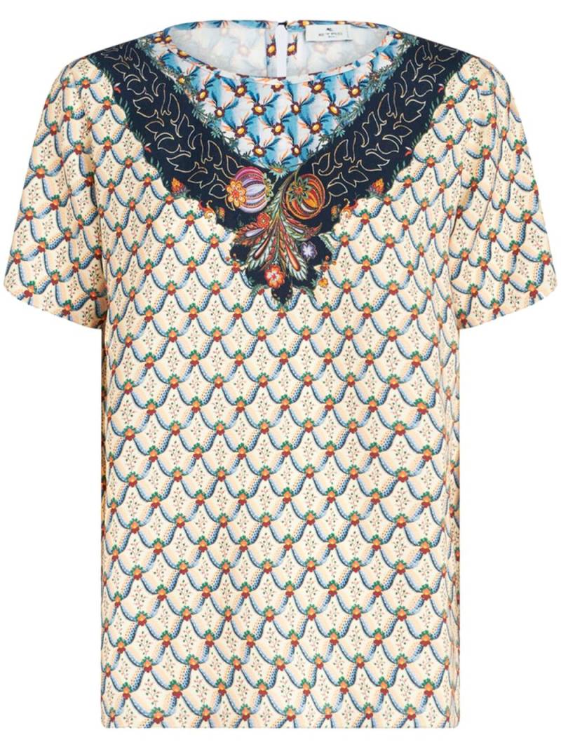 ETRO graphic-print short-sleeved blouse - White von ETRO