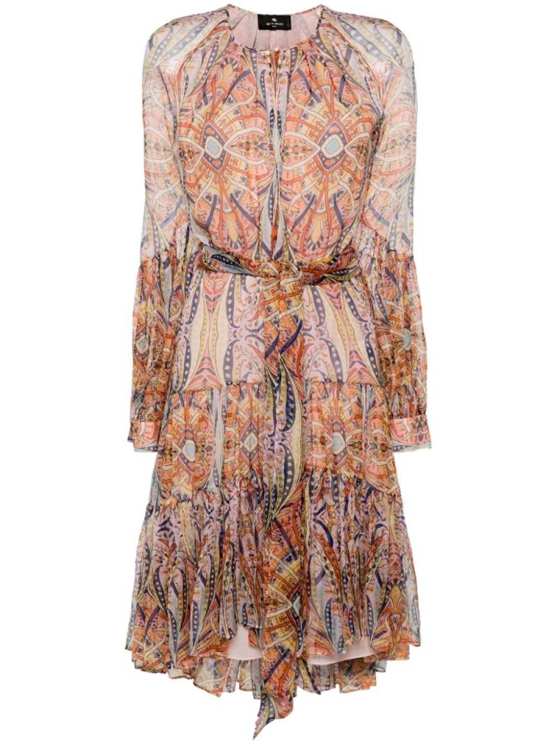 ETRO graphic-print silk midi dress - Neutrals von ETRO