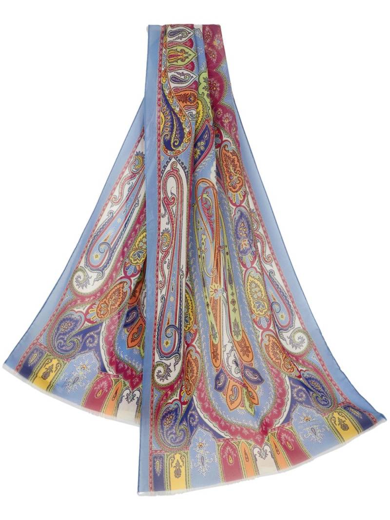 ETRO graphic-print silk scarf - Blue von ETRO