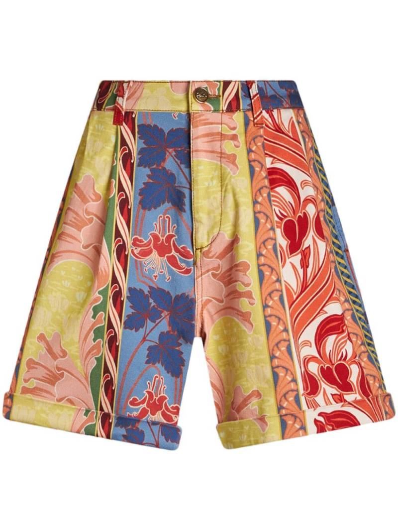 ETRO graphic-print twill shorts - Yellow von ETRO