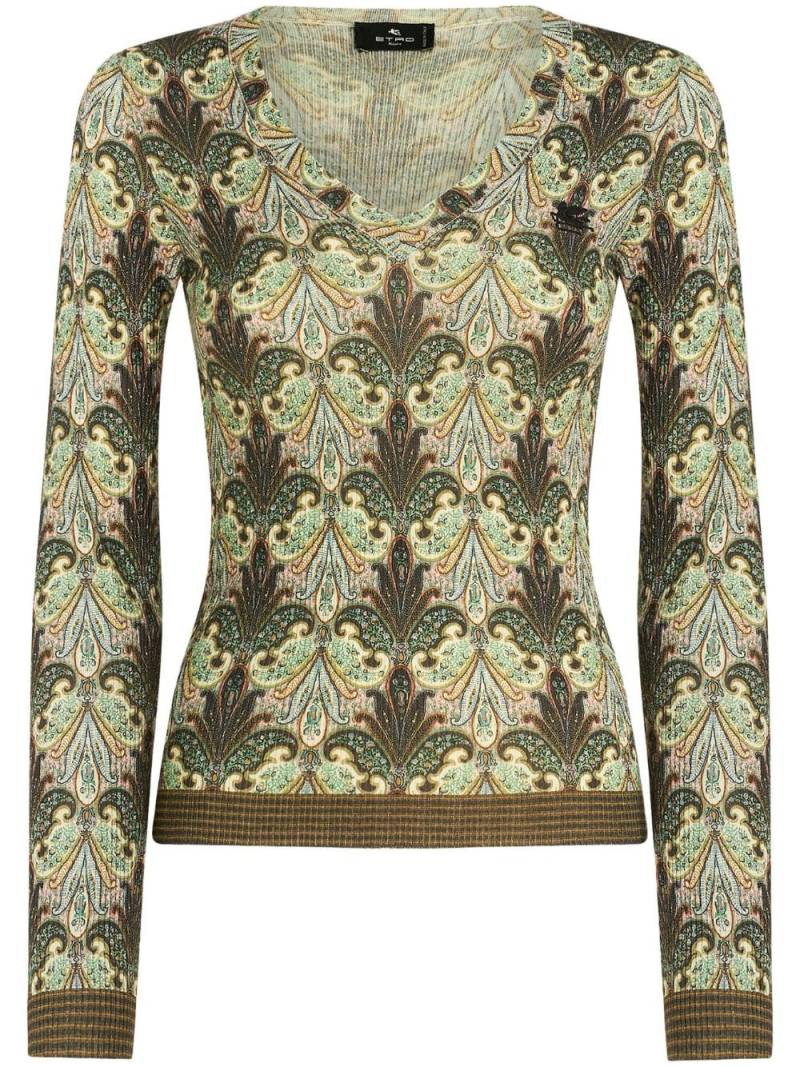 ETRO graphic-print virgin-wool top - Neutrals von ETRO