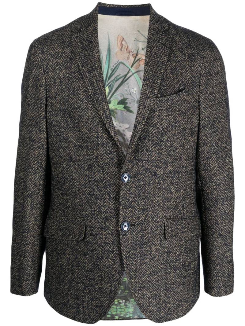 ETRO herringbone-pattern buttoned blazer - Blue von ETRO