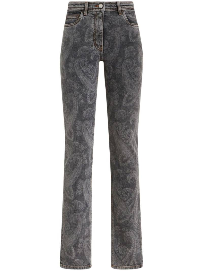 ETRO high-rise paisley-print straight-leg jeans - Grey von ETRO